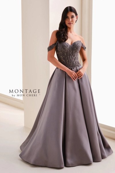 Montage by Mon Cheri M4211 Satin Faced Mikado A-Line Gown