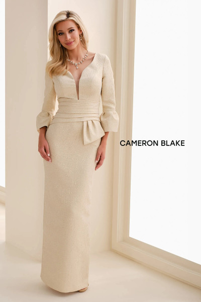 Cameron Blake by Mon Cheri CB827 Brocade Quarter Sleeve Gown