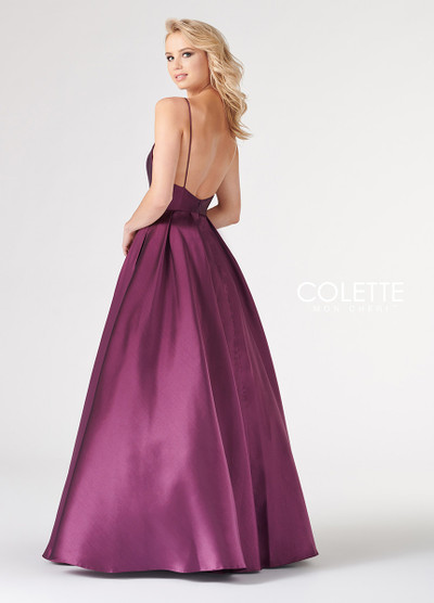 Colette by Daphne CL19827 Mikado V-Neck Sleeveless Dress