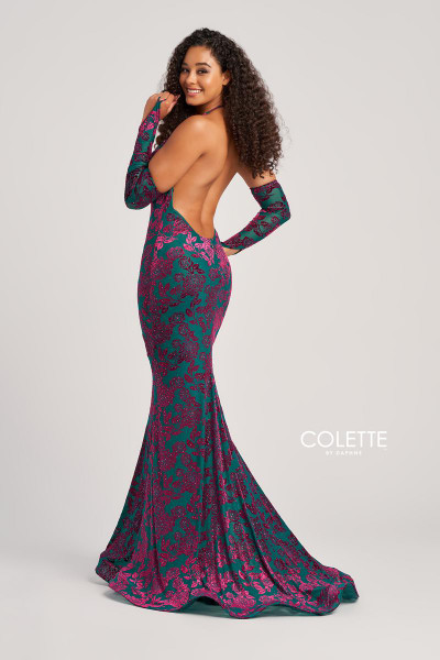 Colette by Daphne CL5118 Stretch Burnout Velvet Prom Dress
