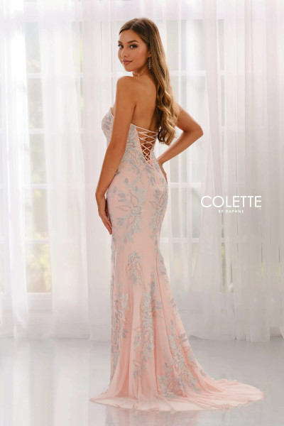 Colette by Daphne CL6007 Stretch Mesh Lace Strapless Dress