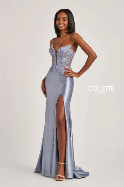 Colette by Daphne CL6009 Stretch Knit Lace Strapless Dress