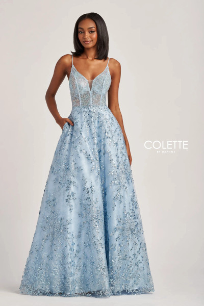 Colette by Daphne CL6019 Novelty Glitter Sleeveless Dress