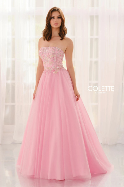 Colette by Daphne CL6107 Bead Glitter Tulle Strapless Dress