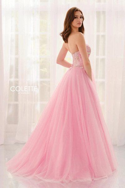 Colette by Daphne CL6107 Bead Glitter Tulle Strapless Dress