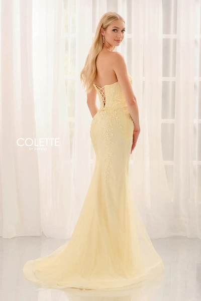Colette by Daphne CL6125 Tulle Beaded Lace Strapless Dress