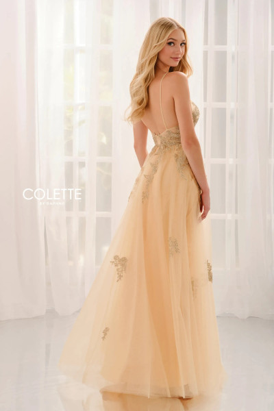 Colette by Daphne CL6153 Corded Lace V-Neck Sleeveless Dress