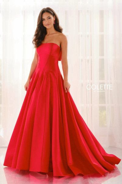 Colette by Daphne CL6189 Mikado Straight Neck Strapless Gown