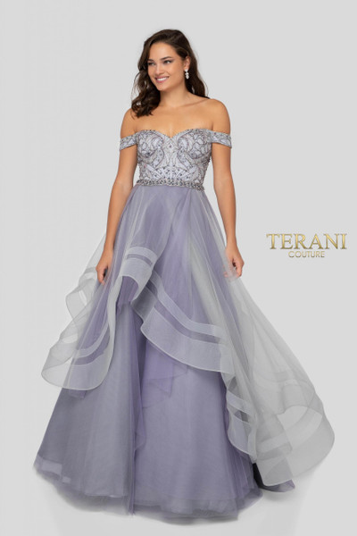Terani Couture 1911P8501 Heavy Beaded Off-Shoulder Ball Gown