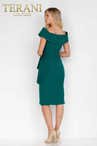 Terani Couture 2021C2625 Stretch Off Shoulder Short Dress