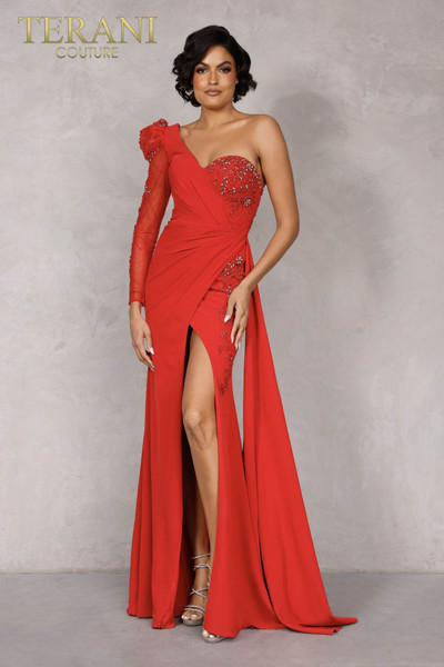 Terani Couture 2214E0164 Satin 2 Way Stretch Evening Dress