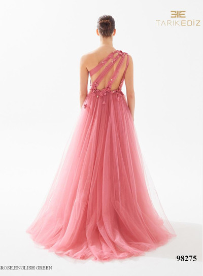 Tarik Ediz 98275 Tulle One Shoulder Sleeveless Long Dress
