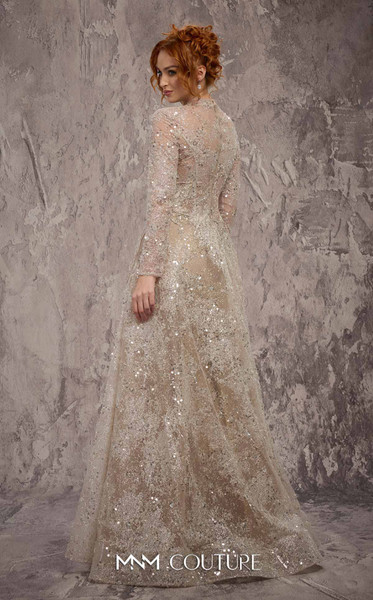 MNM Couture J02720 Sequined Embroidered Jewel Neck Gown