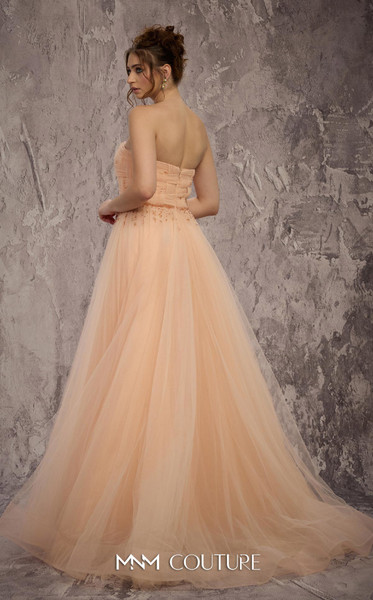 MNM Couture J03604 Embroidered Organza Strapless Long Gown