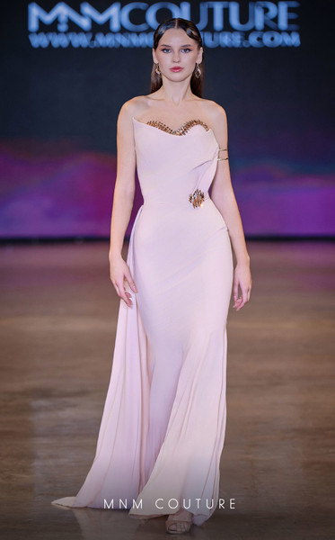 MNM Couture J03584 Rayon Crepe Crystal Sweetheart Neck Gown