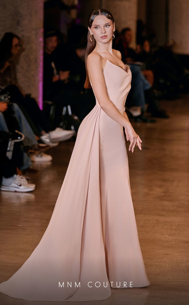 MNM Couture J03584 Rayon Crepe Crystal Sweetheart Neck Gown