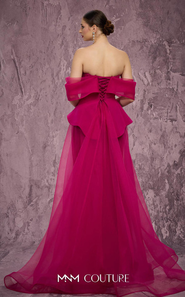 MNM Couture Q1010 Crepe Embroidered Off-shoulder Ballgown