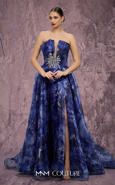 MNM Couture Q9060 Embroidered Organza Strapless Ballgown
