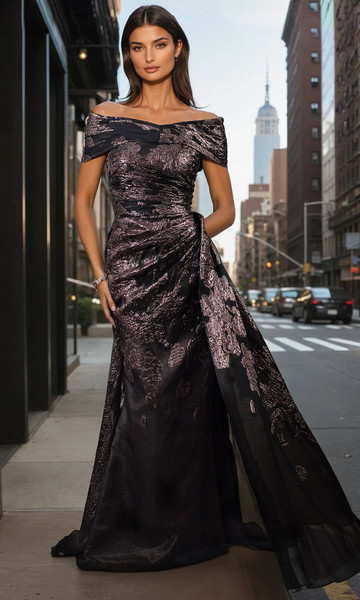 Janique 261050 Textured Straight Neckline Strapless Gown