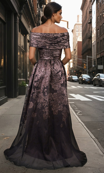 Janique 261050 Textured Straight Neckline Strapless Gown