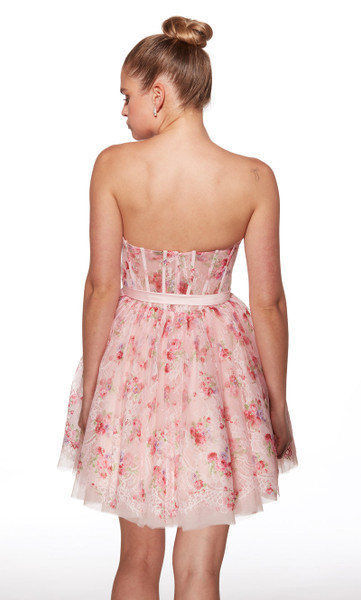 Alyce Paris 30019 Chantilly Floral Lace Print Short Dress