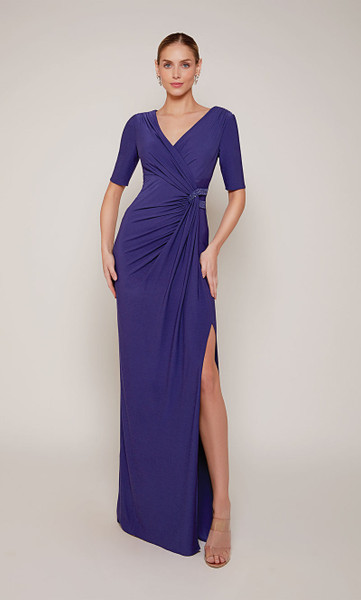 Alyce Paris 27682 Italian Jersey V-Neck Short Sleeves Gown