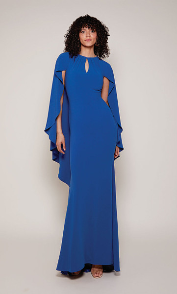 Alyce Paris 27683 Stretch Georgette Cape Sleeve Fitted Gown
