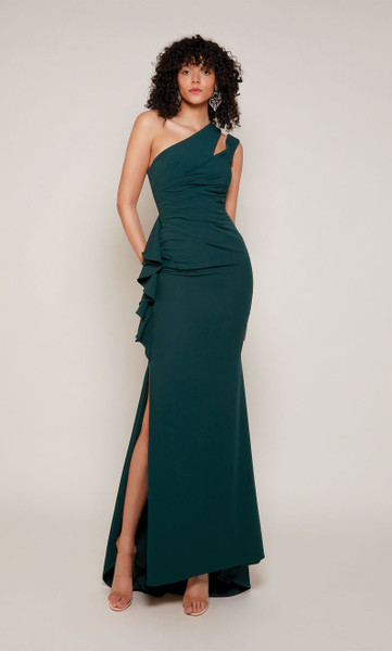 Alyce Paris 27689 Jersey Side Ruffle One Shoulder Long Gown