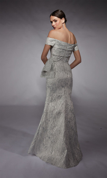 Alyce Paris 27717 Jacquard Off-Shoulder Cap Sleeves Gown