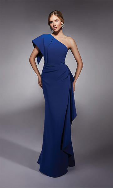 Alyce Paris 27738 Italian Knit One Sleeved Sheath Gown