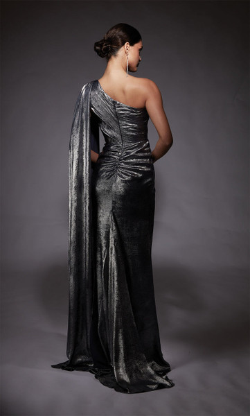Alyce Paris 27753 Metallic Chiffon One Shoulder Sheath Gown