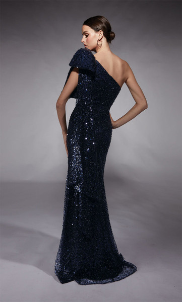 Alyce Paris 27771 Beaded Sequin Asymmetric One Shoulder Gown