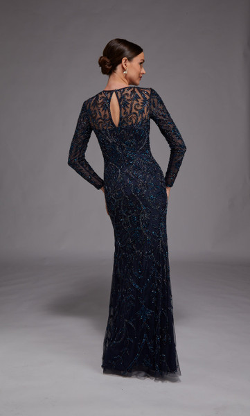 Alyce Paris 27778 Hand Beaded Long Sheer Sleeves Long Gown