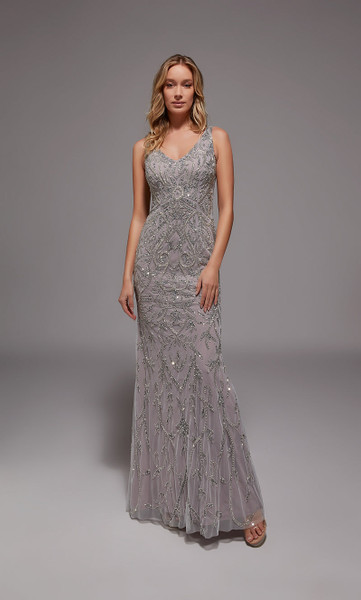 Alyce Paris 27799 Hand Beaded V-neck Sleeveless Sheath Gown