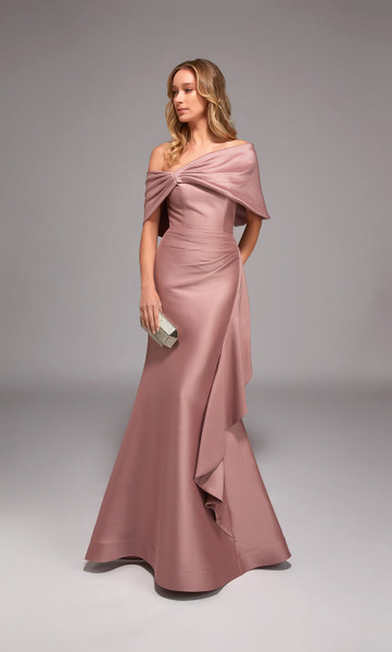 Alyce Paris 27822 Stretch Mikado Off Shoulder Foldover Gown