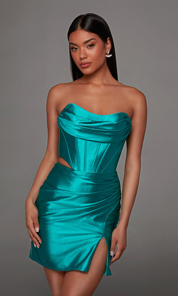 Alyce Paris 40187 Stretch Satin Cowl Neckline Short Dress