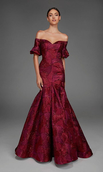 Alyce Paris 27889 Jacquard Off Shoulder Neck Corset Dress