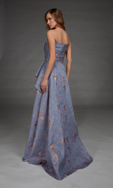 Alyce Paris 27893 Jacquard Off The Shoulder Waterfall Dress