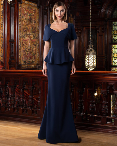Alexander by Daymor 1578 Crepe Wrapped Short Sleeves Gown