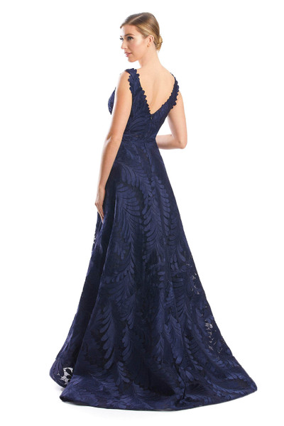 Alexander by Daymor 1750S23 Lace Leaf Motif Embroidered Gown