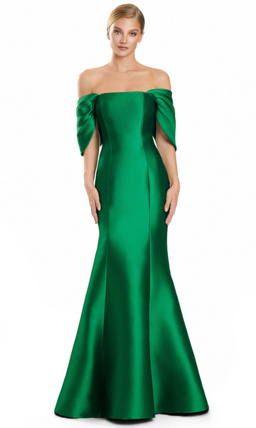 Alexander by Daymor 3103F25 Off Shoulder Draped Sleeve Gown
