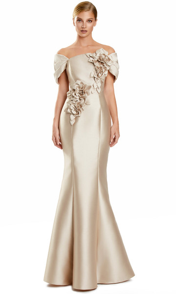 Alexander by Daymor 3152F25 3D Floral Straight Neck Gown
