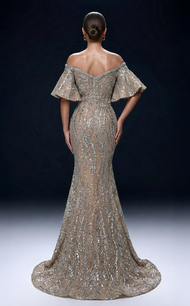MNM Couture 2529A Sequin Embellishments Off-shoulder Dress