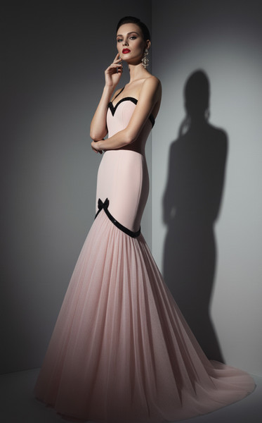 MNM Couture B1203 Crepe Tulle Sweetheart Neck Strapless Gown