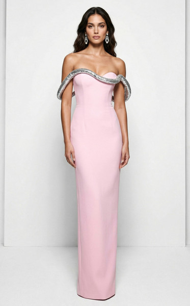 MNM Couture B1233 Sweetheart Neck Off-shoulder Sheath Gown