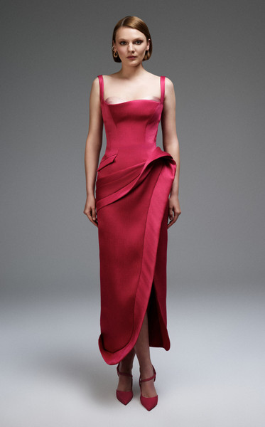 MNM Couture E0109 Stretch Crepe Square Neck Sleeveless Gown
