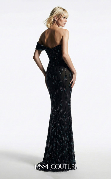 MNM Couture E0148 Off-Shoulder Straight-Neck Sheath Gown