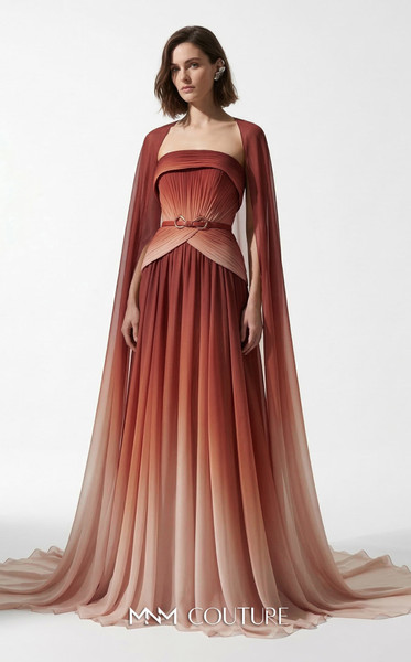 MNM Couture E0153 Chiffon Straight-Across Strapless Gown