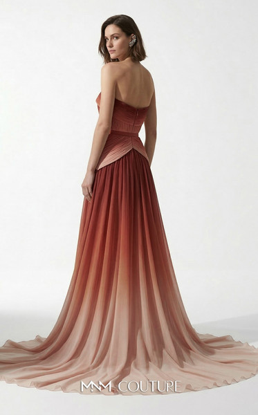 MNM Couture E0153 Chiffon Straight-Across Strapless Gown