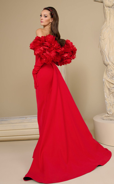 MNM Couture F02944 Crepe Rich Taffeta Strapless Jacket Gown